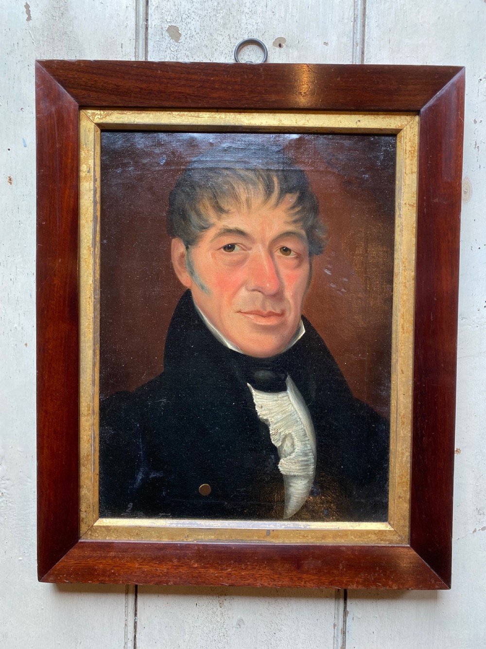 Antique Naive Oil Portrait Painting  View II