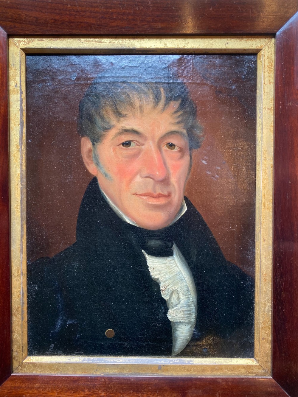 Antique Naive Oil Portrait Painting  View III