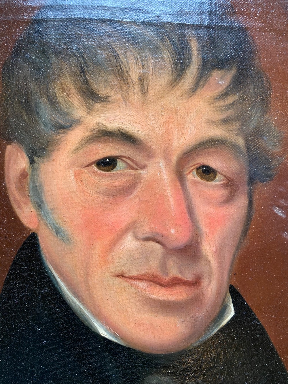 Antique Naive Oil Portrait Painting  View IV