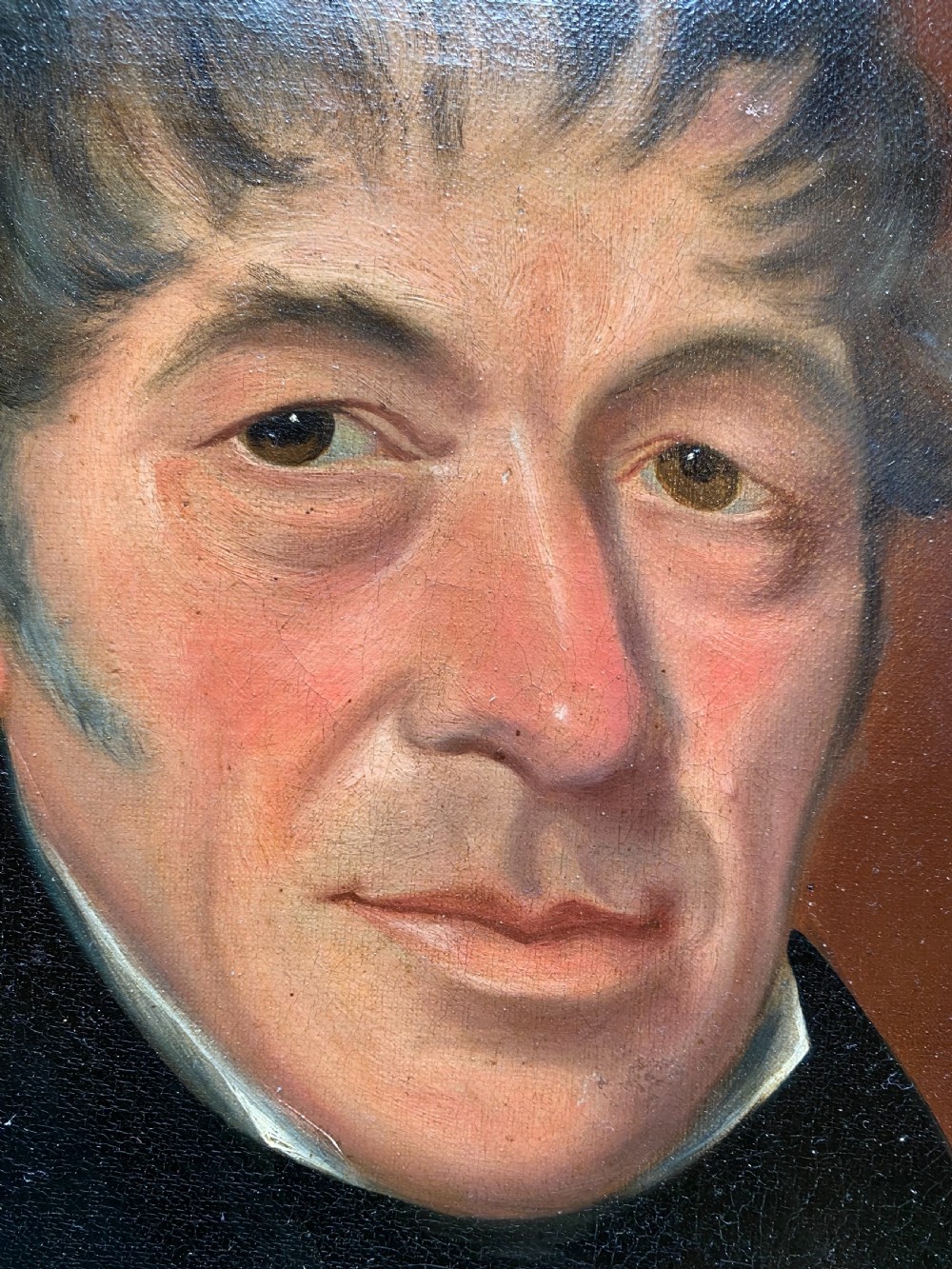 Antique Naive Oil Portrait Painting  View V