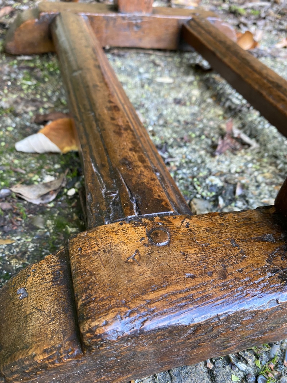 Antique Elm Side Table View XII
