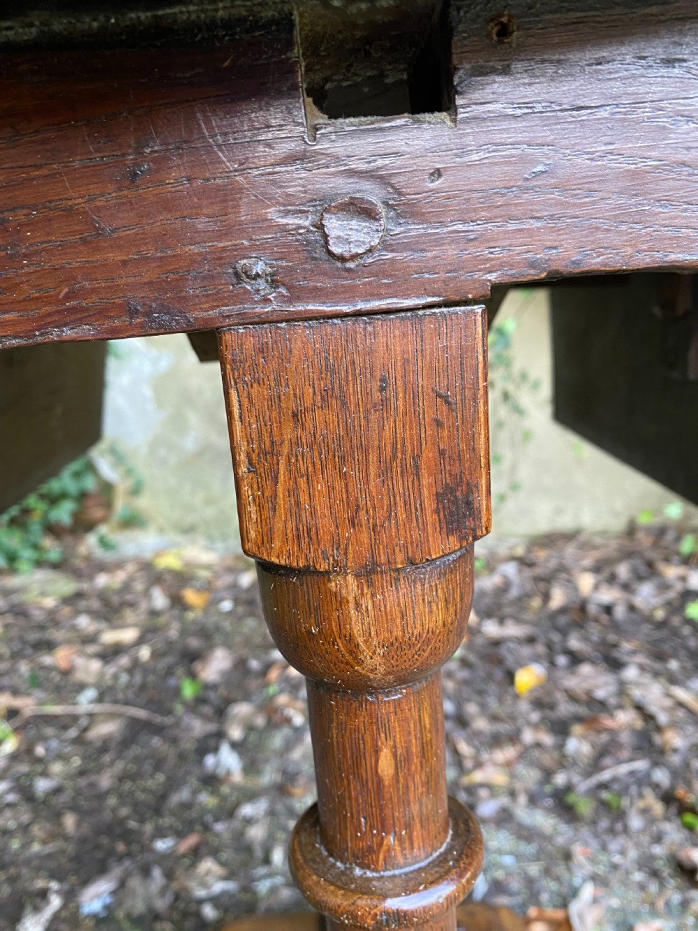 Antique Elm Side Table View XIII