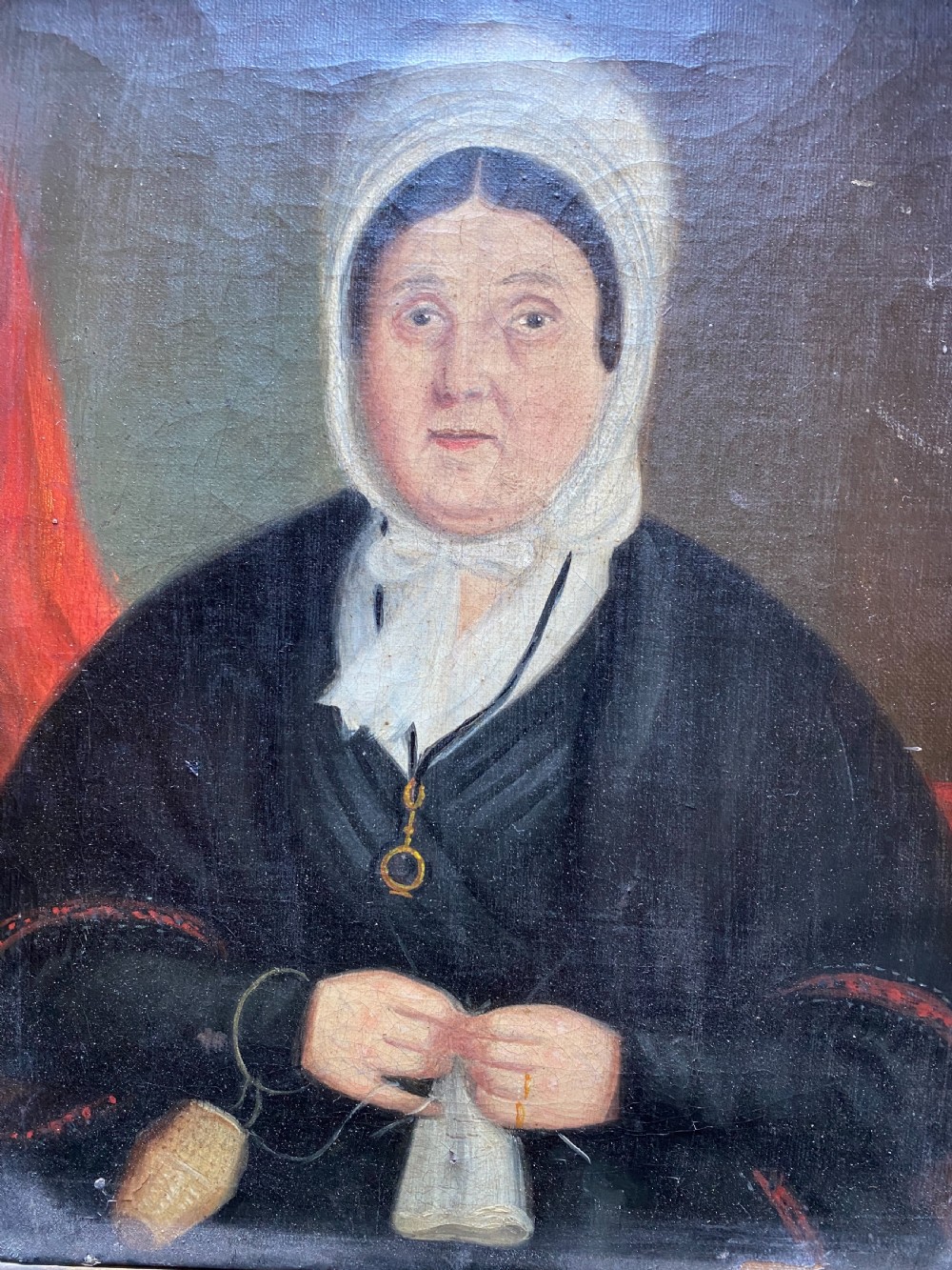Antique Naive Portrait Painting  View IV