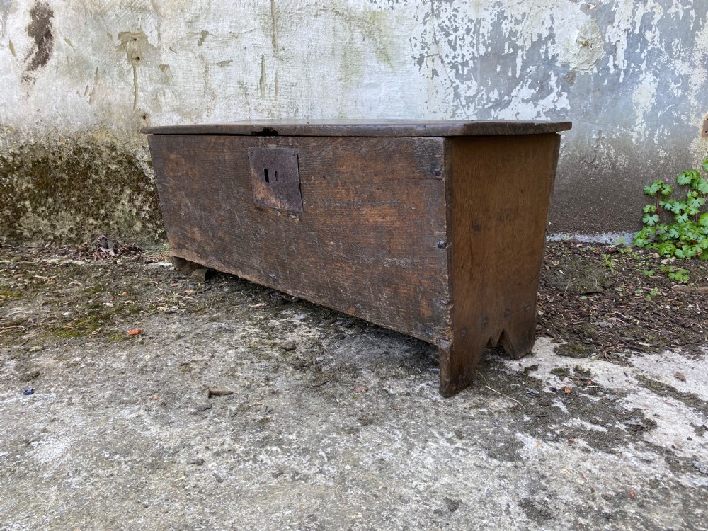 Early Oak Boarded Coffer 