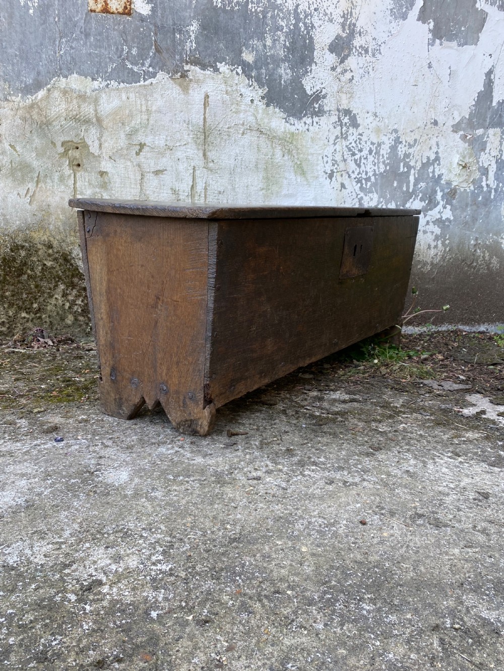 Early Oak Boarded Coffer  View X