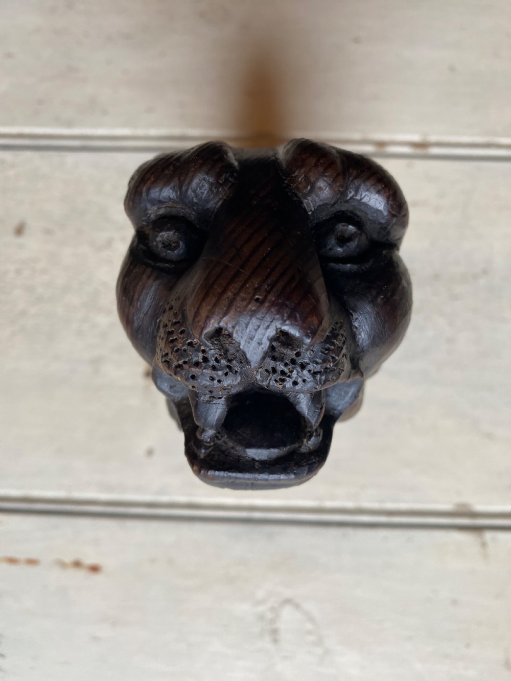 Pair of Carved Wood Lion Heads View VII