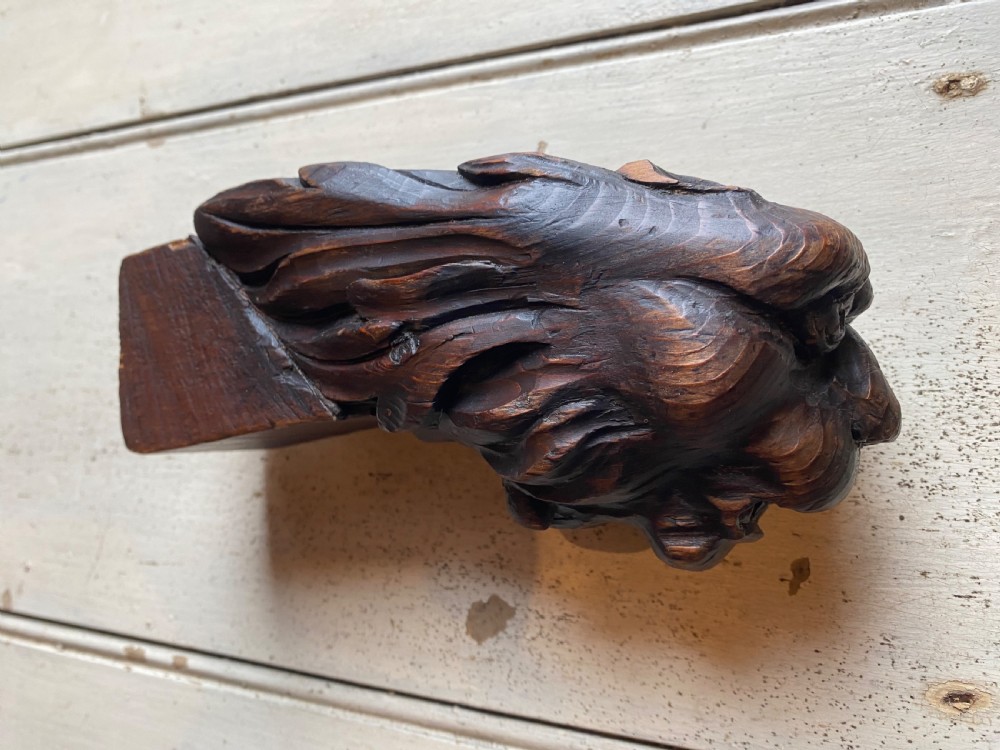 Pair of Carved Wood Lion Heads View IX