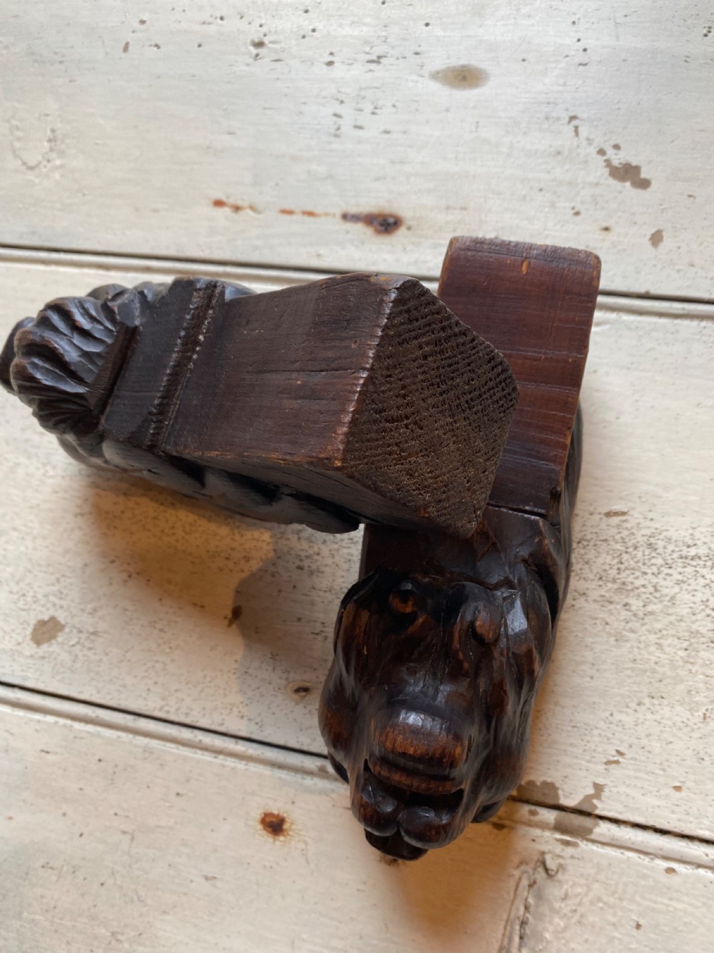 Pair of Carved Wood Lion Heads View XIII