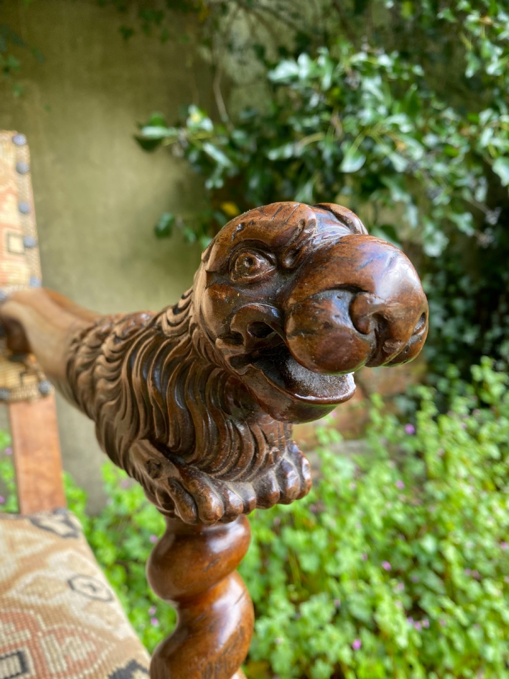 Antique Walnut Lion Head Armchair  View VI