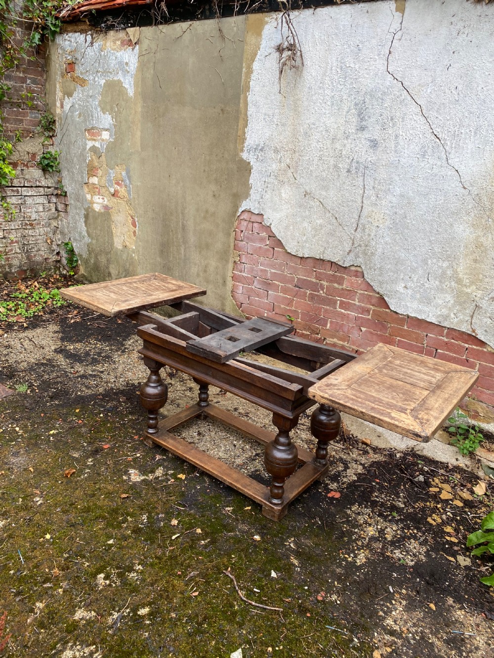 Antique Oak Draw Leaf Table View XVI