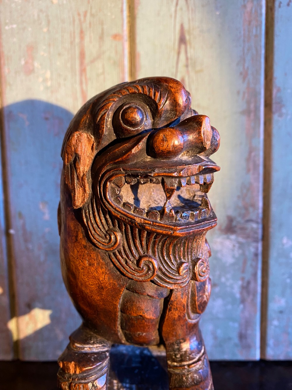 Antique Wooden Dog of Fo View V