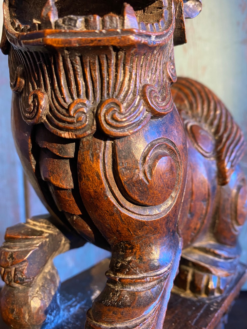 Antique Wooden Dog of Fo View XII