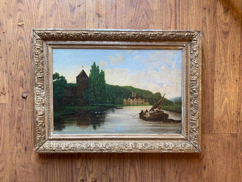 An Antique Naive Landscape Painting 