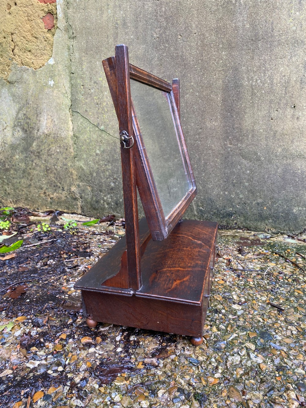 Antique 18th Century Oak Vanity Mirror  View VIII