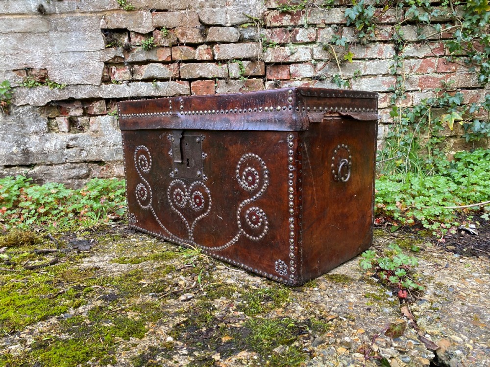 Antique Leather Bound Chest