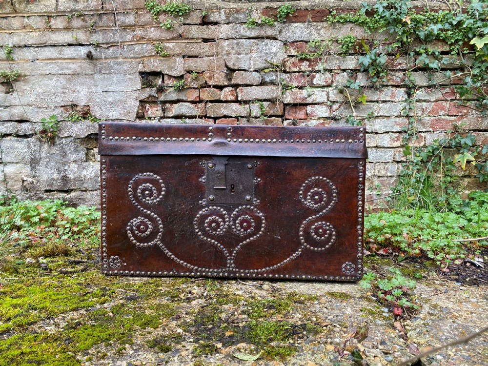 Antique Leather Bound Chest View II