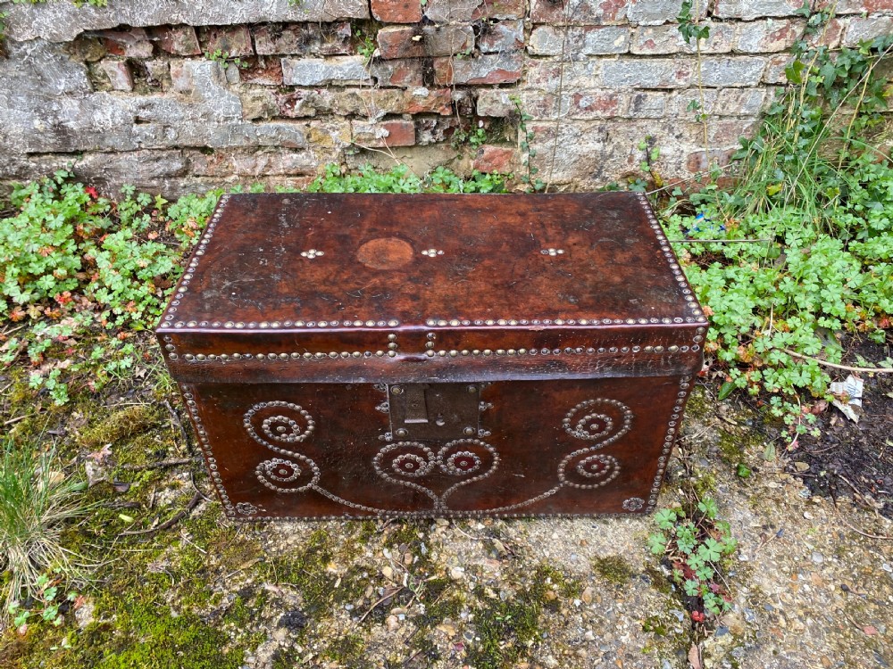 Antique Leather Bound Chest View III