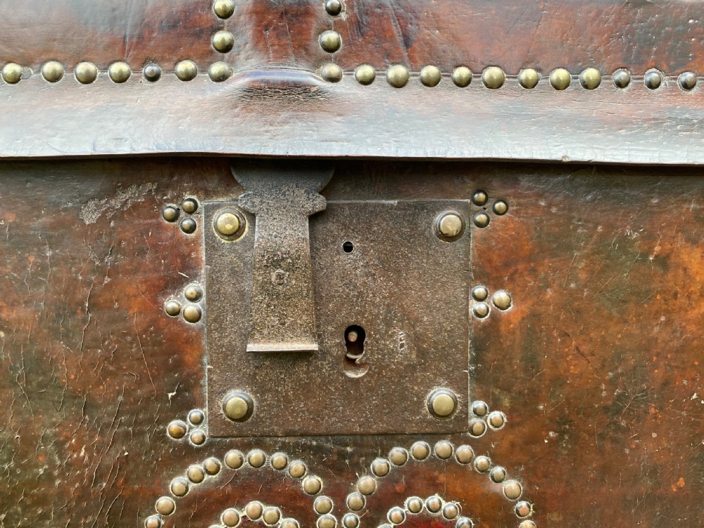 Antique Leather Bound Chest View IV