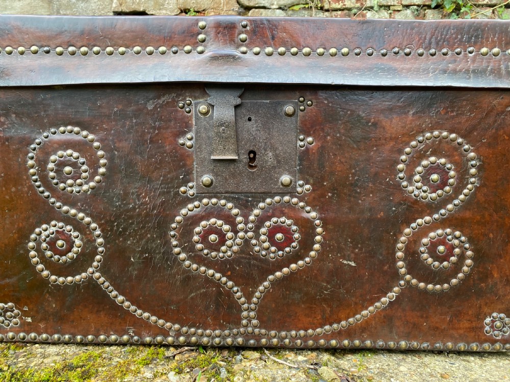Antique Leather Bound Chest View V