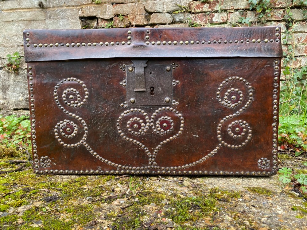 Antique Leather Bound Chest View VI