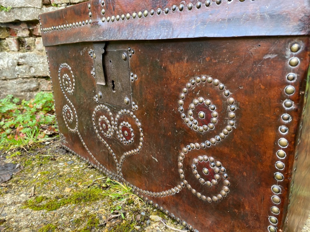Antique Leather Bound Chest View XII