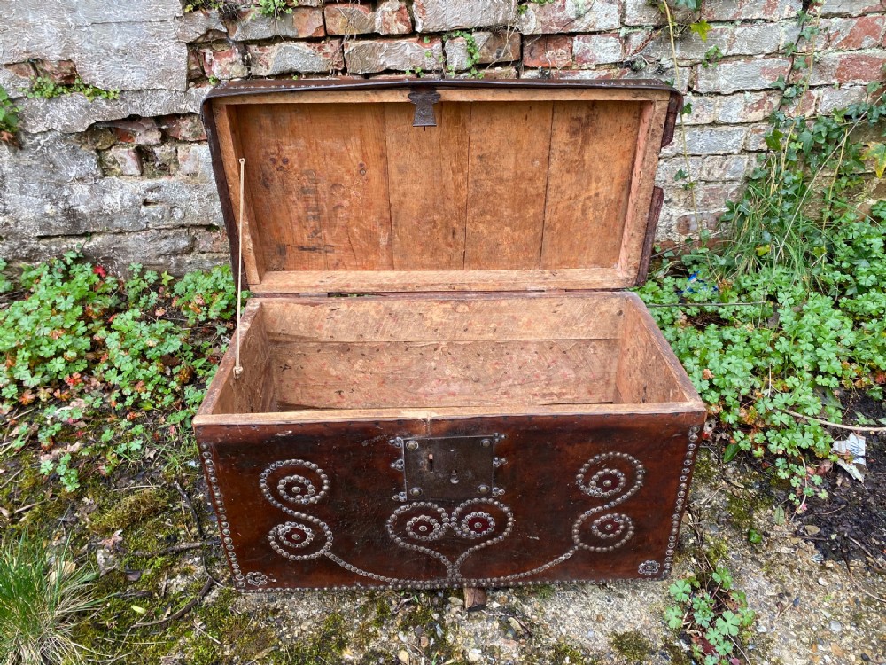 Antique Leather Bound Chest View XIV