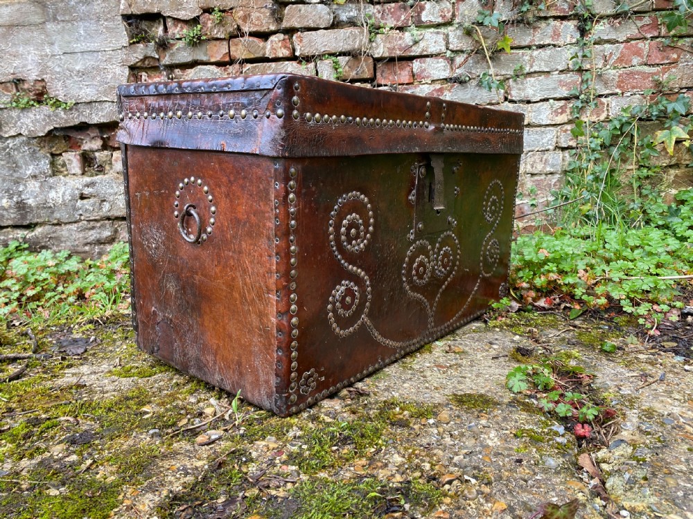 Antique Leather Bound Chest View XVII