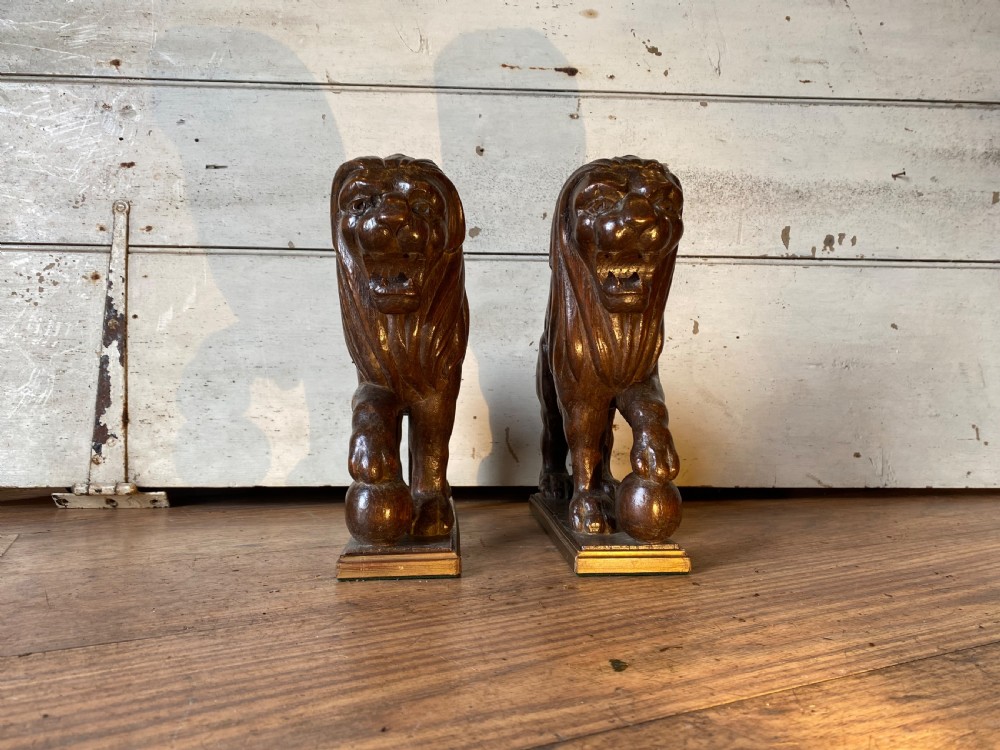 A Pair of Carved Oak Lions View III