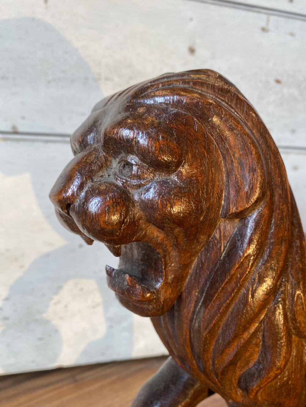 A Pair of Carved Oak Lions View IX