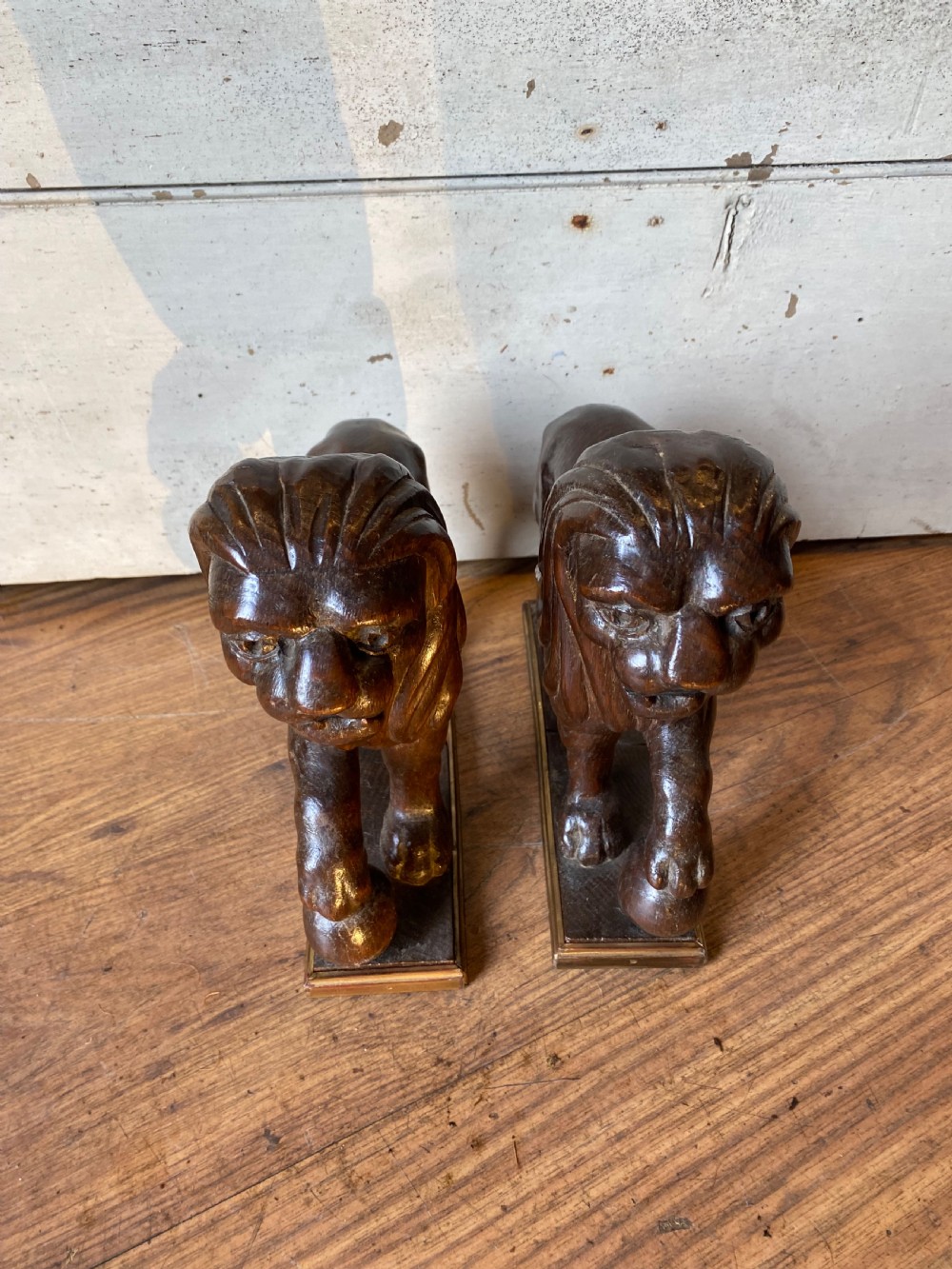 A Pair of Carved Oak Lions View X