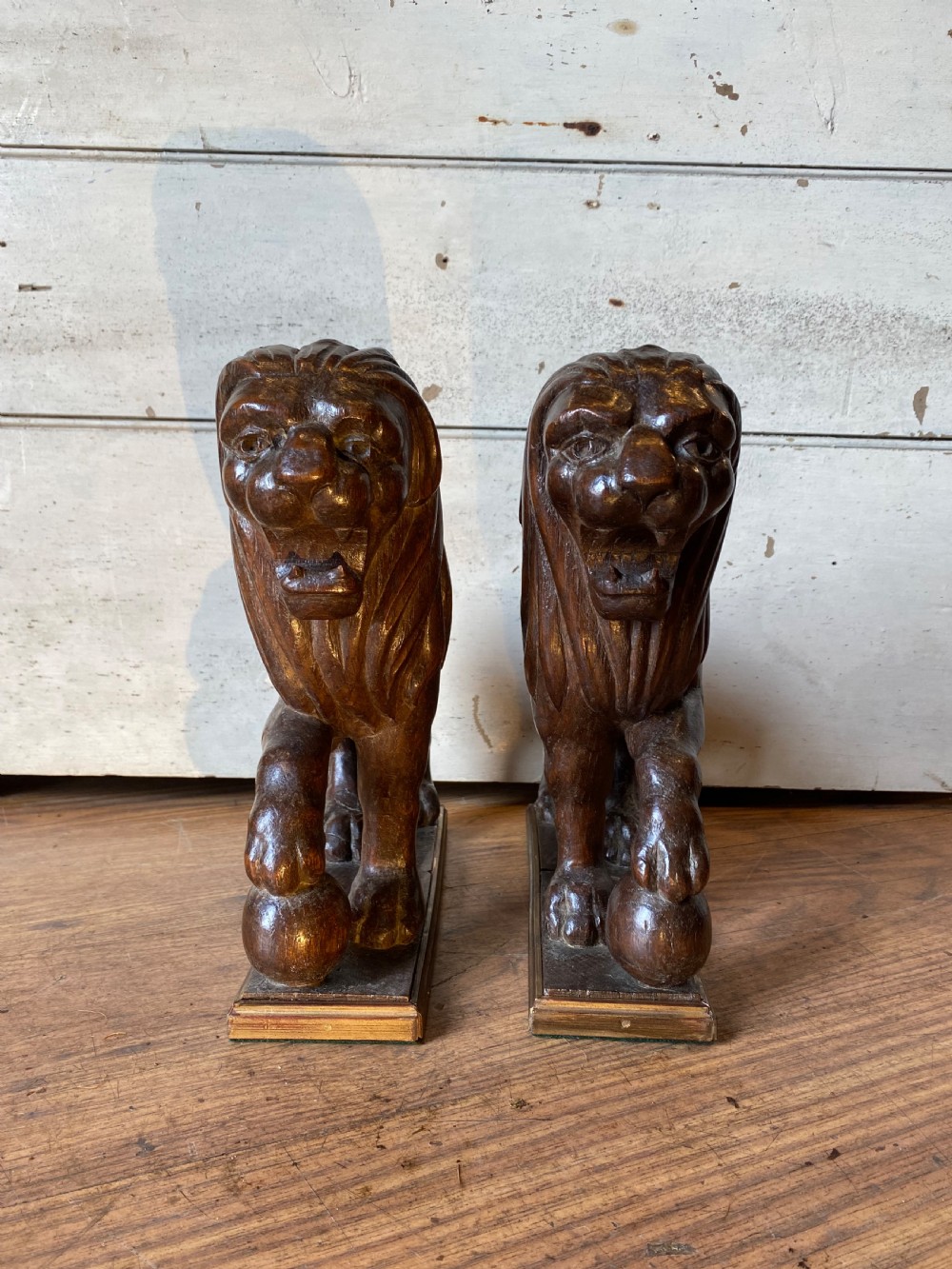 A Pair of Carved Oak Lions View XI