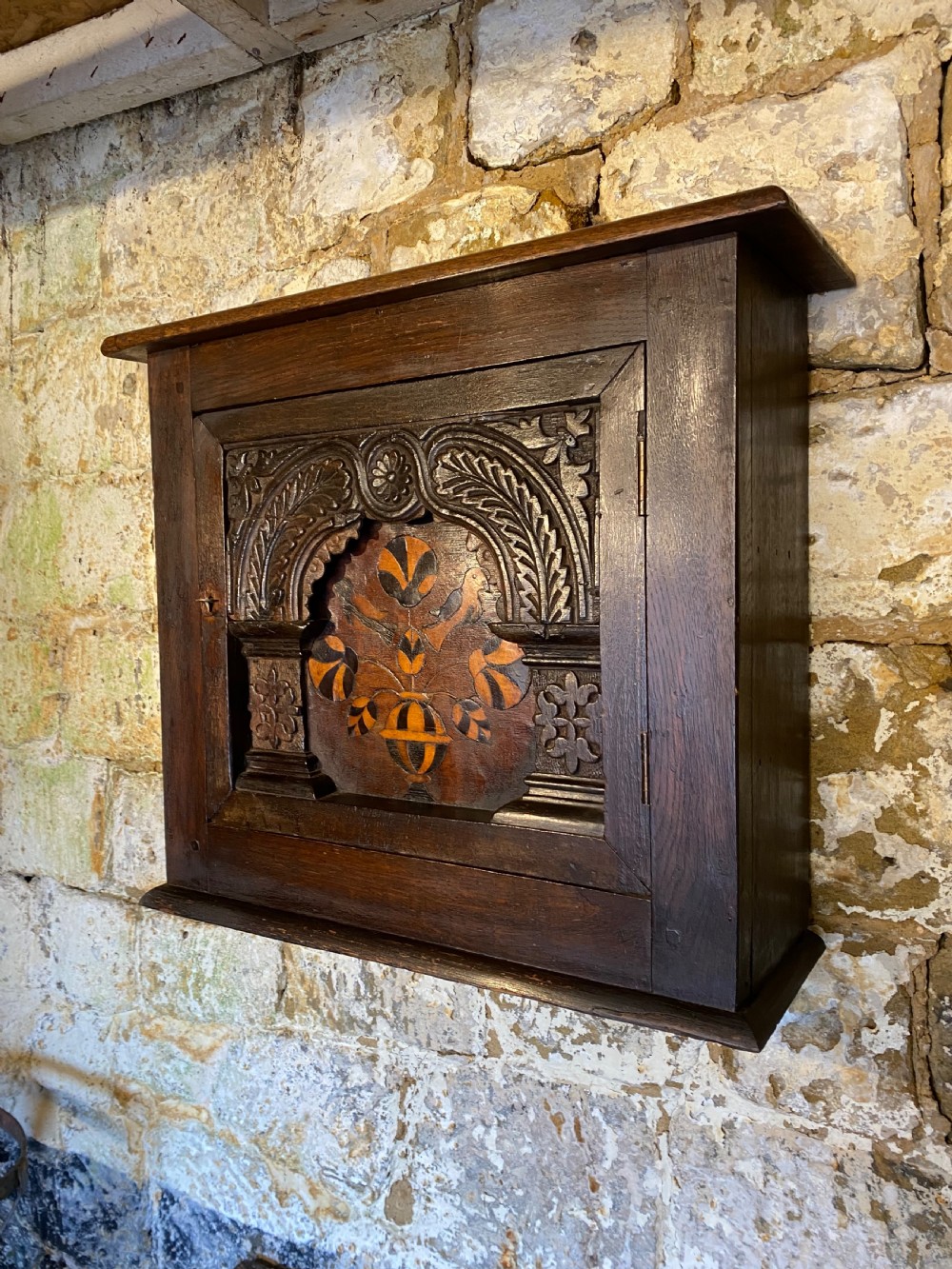Early Oak Wall Cupboard  View II