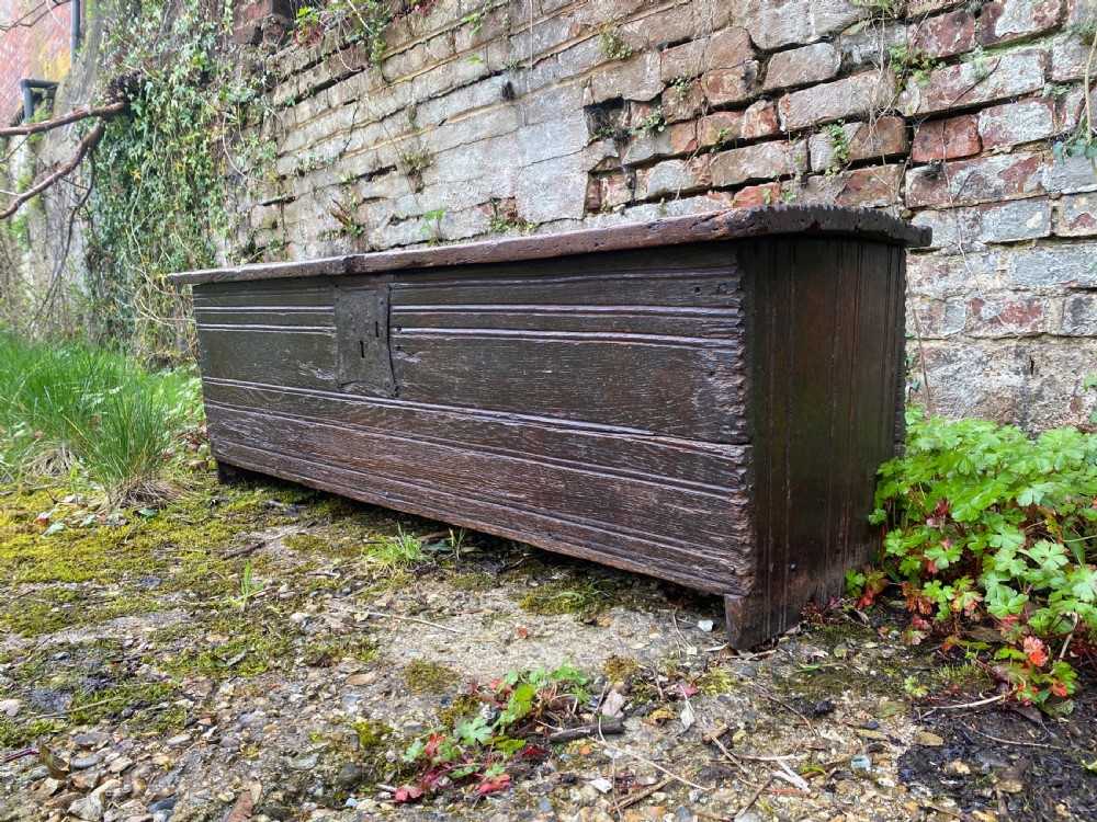 Very Early Oak Plank Coffer
