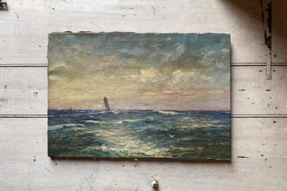 Antique Oil Painting Seascape