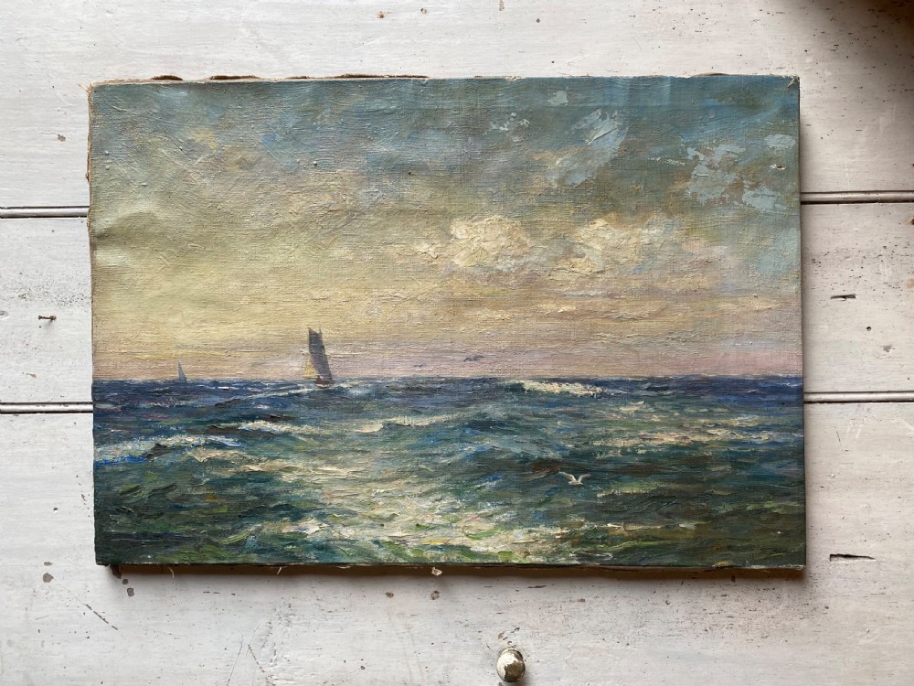 Antique Oil Painting Seascape View II