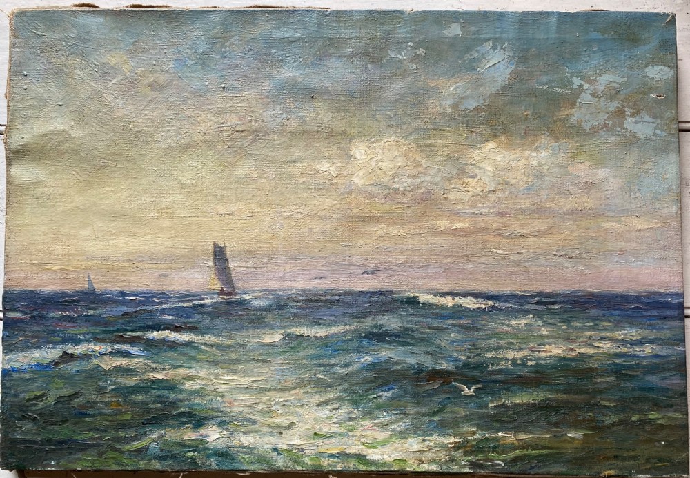 Antique Oil Painting Seascape View III
