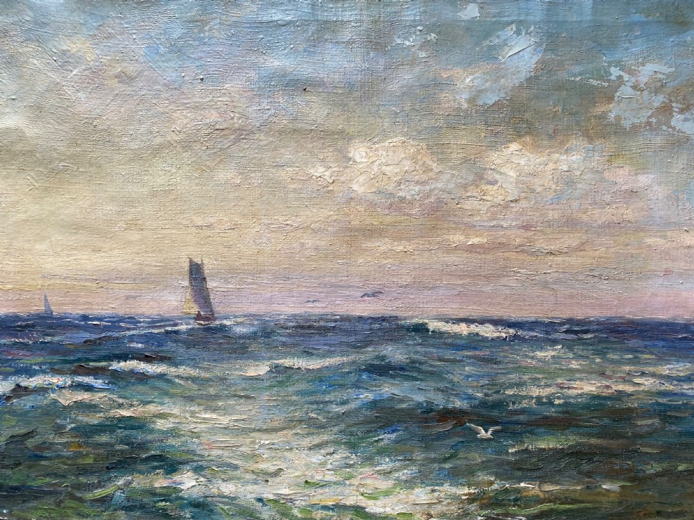 Antique Oil Painting Seascape View IV