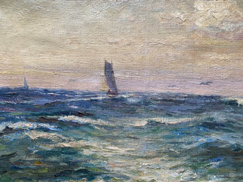 Antique Oil Painting Seascape View V