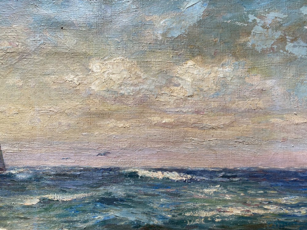 Antique Oil Painting Seascape View VII