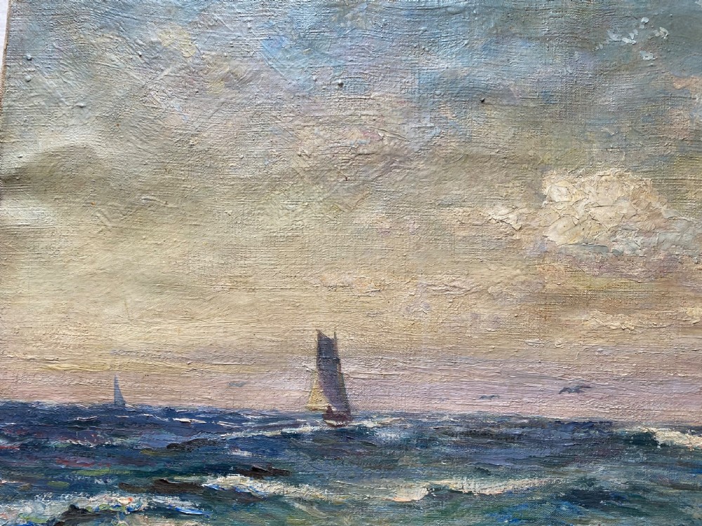 Antique Oil Painting Seascape View VIII