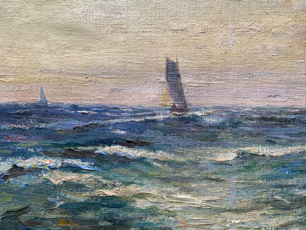 Antique Oil Painting Seascape View IX
