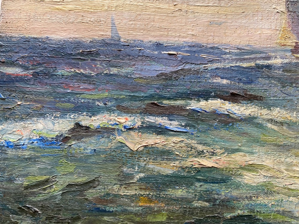 Antique Oil Painting Seascape View XI