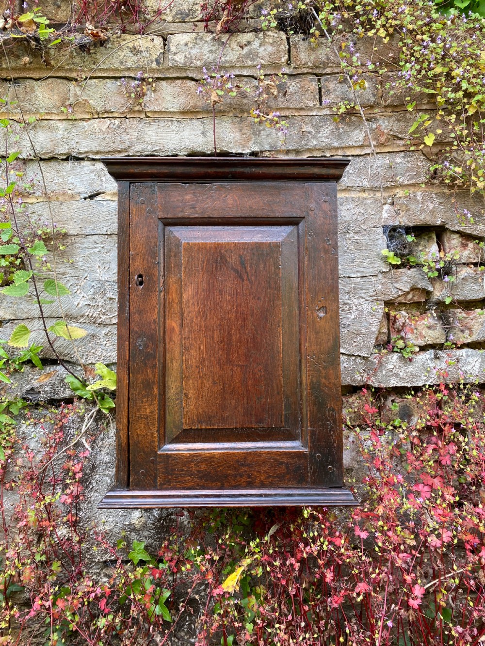 An Early Oak Spice wall Cupboard  View II