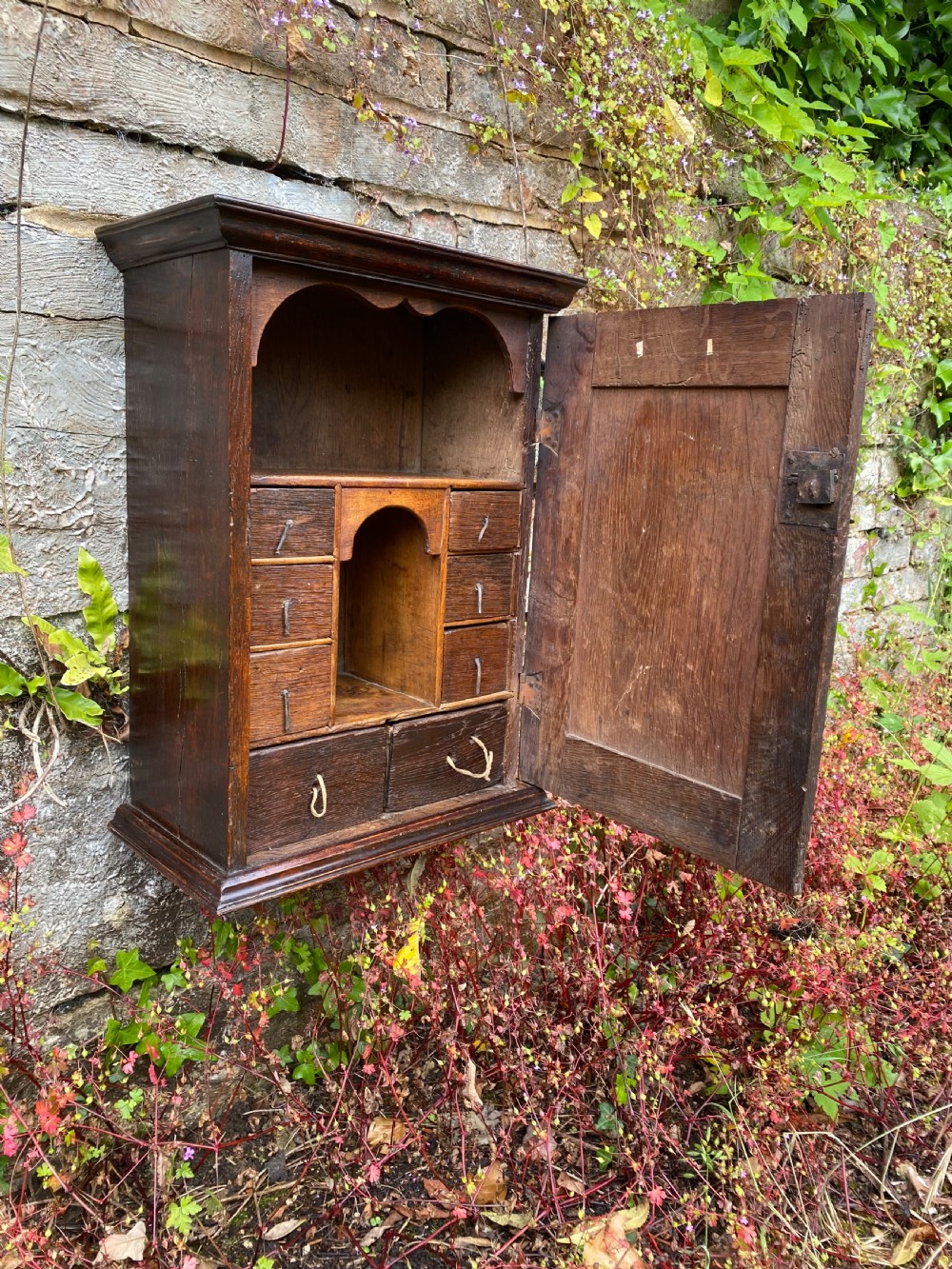 An Early Oak Spice wall Cupboard  View XVIII