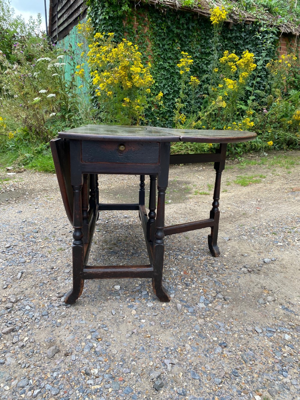 Large Early Oak Gateleg Table View V
