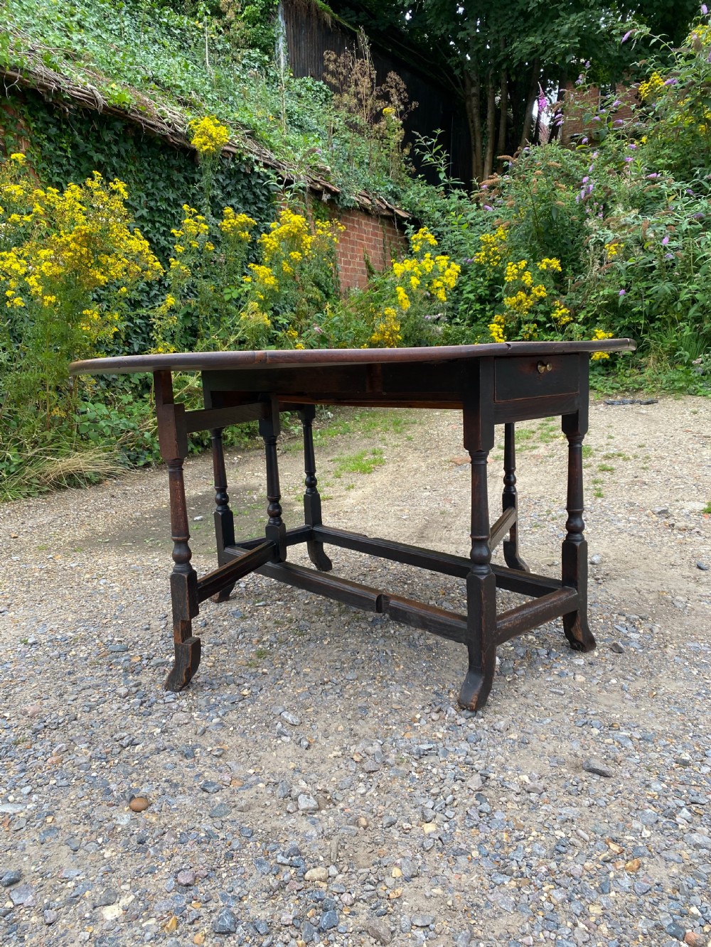 Large Early Oak Gateleg Table View XI