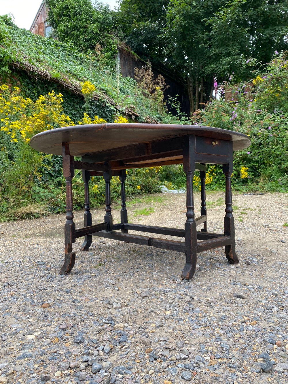 Large Early Oak Gateleg Table View XII