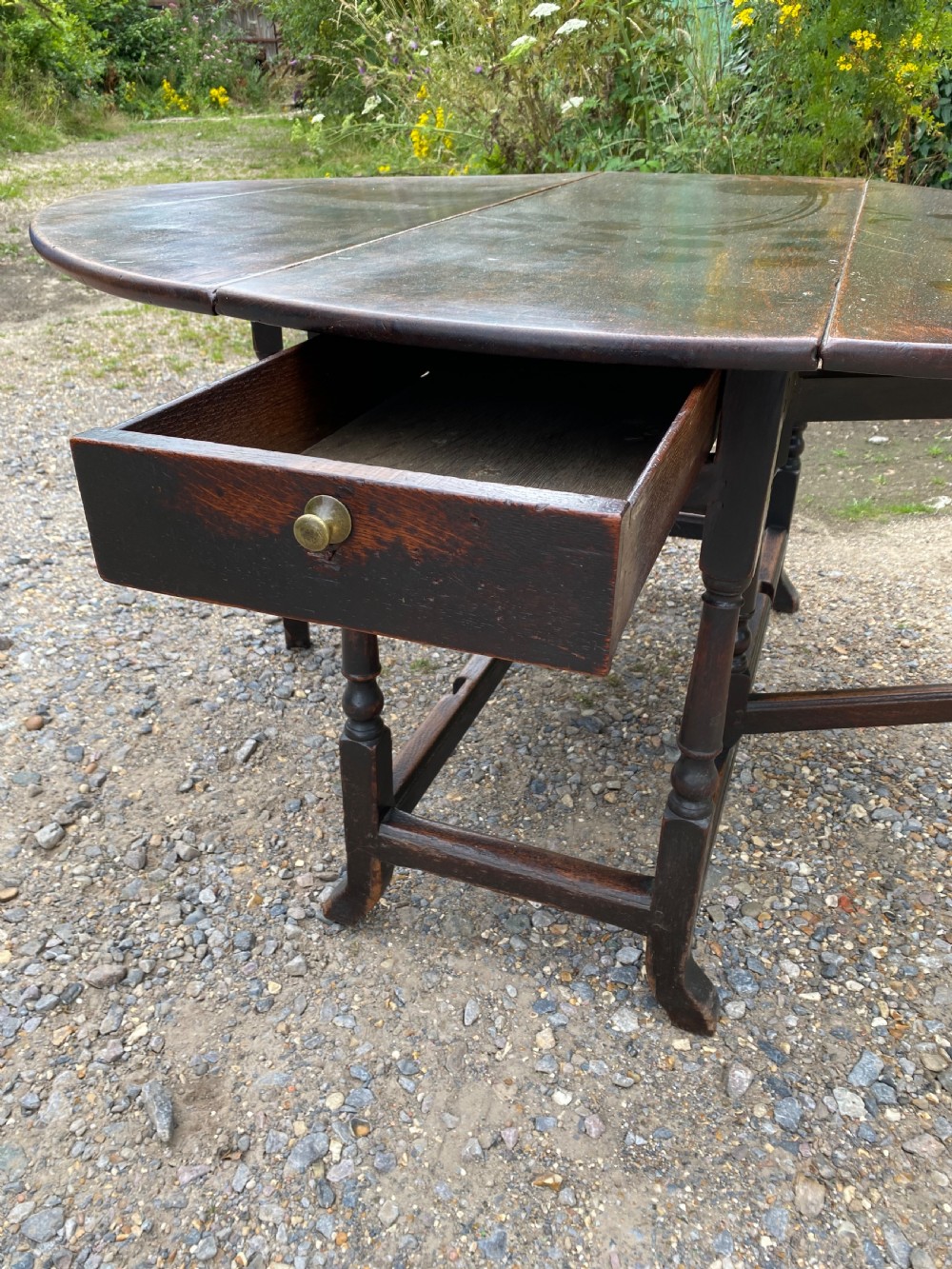 Large Early Oak Gateleg Table View XV