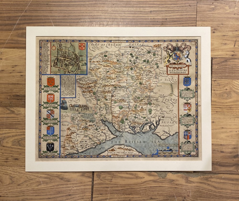 Original Antique Map of Hampshire by John Speed View VII
