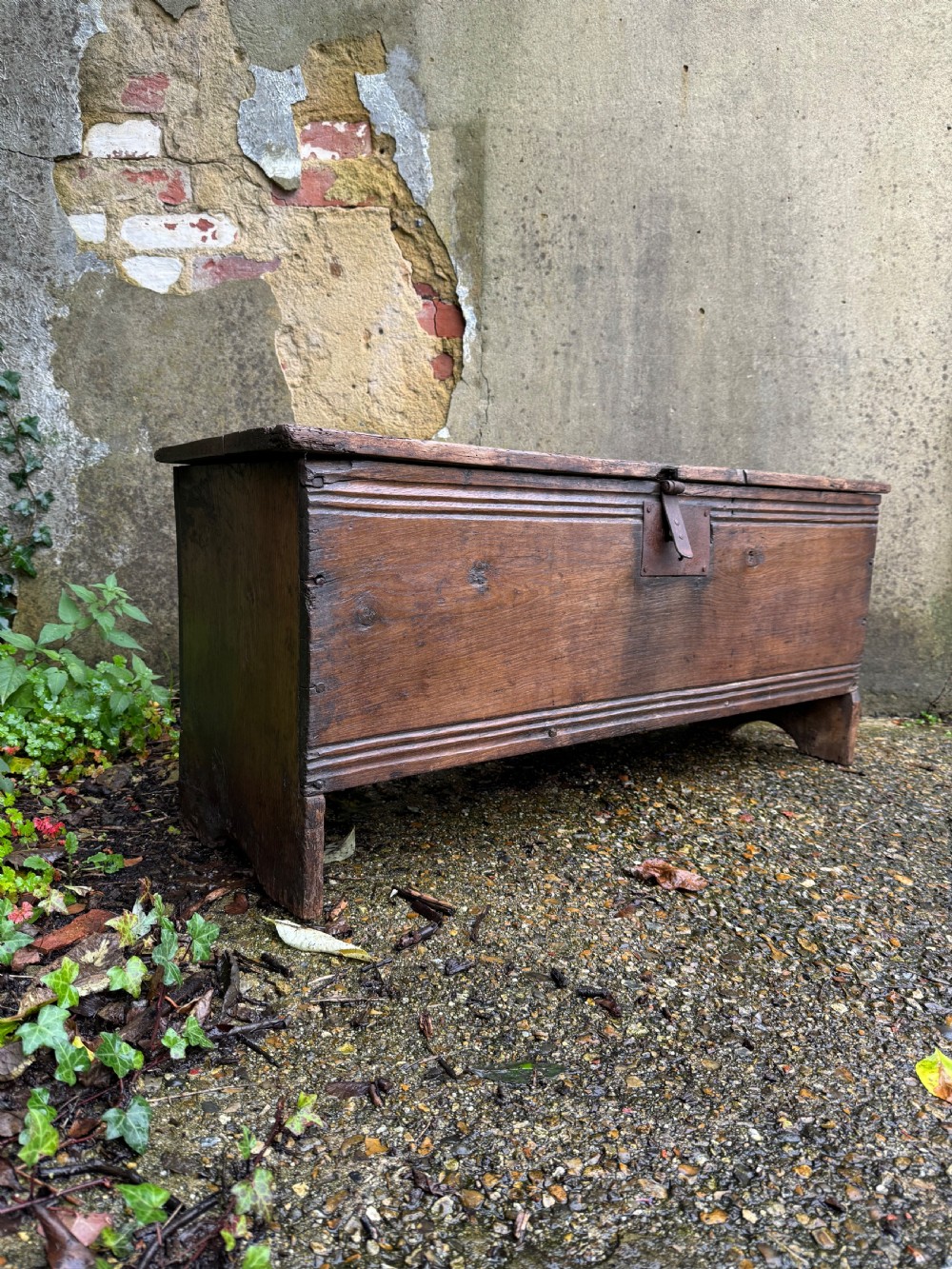 Early Oak Plank Coffer 